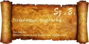 Széphegyi Boglárka névjegykártya